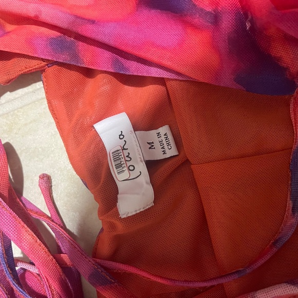 Louna Pink Blue Floral Cutout Midi Dress – Size M - Picture 15 of 16